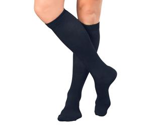 Celodoro Calcetines de viaje para hombre y mujer (1, 2, par) con efecto de compresión, azul marino, 47-50