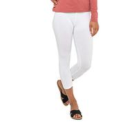Celodoro Leggings para mujer (3/4 Capri), pantalones elásticos de algodón, Blanco, XL