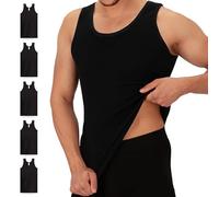 Celodoro - Paquete de 5 camisetas interiores para hombre, diseño acanalado, 100% algodón, camisetas sin mangas para hombres, Negro , L