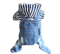 CELONROMF Ropa de mezclilla para perros pequeños, medianos, chihuahua, a cuadros, para mascotas, overol de mezclilla con capucha azul fresco para gatos, chaqueta vintage para cachorros, abrigo de