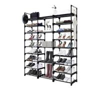 CELORVINI Zapatero Grande de 9 Niveles Metálico con 23 Estantes, Capacidad para 50-65 Pares de Zapatos y Botas - Para Entrada, Pasillos, Sala de Estar y Vestuarios, 127x30x160 cm, Negro