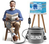 celpack Máquina portátil de terapia de hielo para recuperación postoperatoria, lesiones deportivas, dolor de rodilla, esguinces e hinchazón, rodillera completa con bomba silenciosa y temporizador con