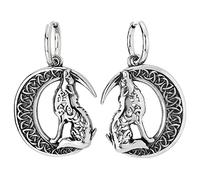 Celta Creciente Luna Heulender Lobo Solitario Lobo Hombre Acero Inoxidable Colgantes Huggie Aro Bisagras Pendientes