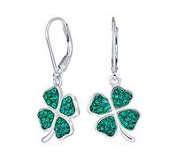 Celta Irlandesa Buena Suerte Sparkling Verde Cristal Trébol Colgante Pendientesencanto Para Mujeres Adolescentes .925 Plata De Ley Palanca De Nuevo