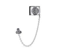 Celta Irlandesa Vikingo Remolino Sol Envoltura Cartílago Oreja Puño Cadena Pierced Oreja Stud Pendientes1Pcs Oxidado .925 Plata De Ley