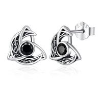 Celta Pendientes para Hombres Mujeres de Plata de ley 925 Nudo Celta Pendientes Vikingos joyería de Regalo Amuleto de Protección (B-Nudo Celta- Plata)
