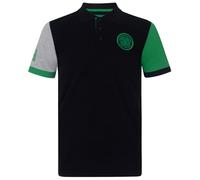 Celtic FC - Polo Oficial para Hombre - con el Escudo del Club - Negro - Mangas en Contraste - Grande
