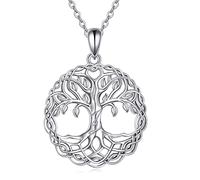 Celtic Necklace Silver Tree of Life/Hamsa/Witches Knot/Claddagh/Viking/Pentagram/Ankh Pendant Necklace Celtic Jewelry Gift for Women