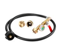 Celuicion - Adaptador de recarga para botella de gas propano - Conector para cartucho de propano con escala fosforescente | Conexión de latón con manguera para cocina exterior, camping, barbacoa