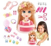 Celuicion Cabeza De Muñeca para Peinados Infantiles,Kit De Maquillaje Y Peinado Infantil - Práctica De Trenzas Y Rulos para Niños Principiantes De 3 A 6 Años
