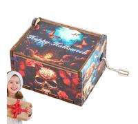 Celuicion Caja de Música, Caja de Música de Madera,Caja de Música de Madera Grabada Manivela | Decoración de Hogar de Halloween Caja de Música Extraño Navidad de Señor Jack para Halloween Navidad