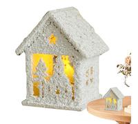 Celuicion Casas de Navidad iluminadas | con figuras de colección LED, pueblo invernal iluminado | para salón, mesa, escritorio, estantería, granja, fiesta, invierno