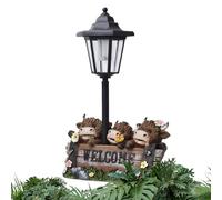 Celuicion Highland Cattle Figuritas, Animales Juguetón Decoración de Resina - Lámpara Solar Resistente a la intemperie para Jardín, Patio, Césped, Balcón