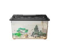 Celuicion Jaula de lagarto, caja de alimentación para lagartos, tarántulas y animales terrarios | Contenedor de transporte portátil con asa para mascotas, geckos y ranas