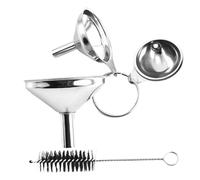 Celuicion Juego de embudo de acero inoxidable, embudos de metal para uso en la cocina | Pequeños embudos para llenar botellas - Herramienta de calidad alimentaria con cepillo