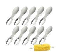 Celuicion Portanojas | 10 piezas tenedores para mazorcas de maíz de acero inoxidable | Pincho antiquemaduras | Para cocinar de mesa, barbacoa, servicio de cocina, manipulación de alimentos, parrilla