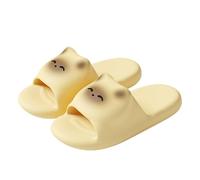 Celuicion Slide gatos de dibujos animados para mujeres, sandalias de ducha de baño,Sandalias de gato de baño sandalias - de paneles interiores ligeros para piscina, casual, ropa diaria, amarillo, 36