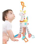 Celuicion Sonajero para bebé, lindo asiento de coche móvil para bebés, juguete de viaje con carillón de viento, suave peluche con sonajero crujiente y texturas sensoriales para niñas