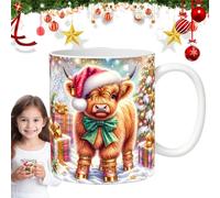 Celuicion Taza de de las tierras altas, tazas de Navidad a granel,Taza de de cerámica Tazas de café de vacaciones - Accesorios de Navidad, taza de para café caliente, té frío, amigos