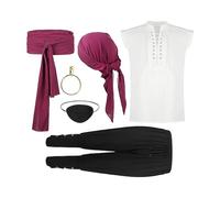 Celuicion Traje de Pirata Hombre - Disfraz Medieval De Pirata Para Hombre De Halloween | Accesorios para Cosplay Fiesta de Máscaras Festival Carnaval Teatro