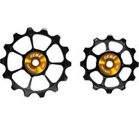 CEMA Poleas de cambio de aluminio 12 velocidades Shimano 105 Ultegra rodami amarillo/naranja/negro