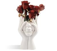 CEMABT Jarrón para la cara, florero, decoración de escritorio, jarrón de cuerpo de cerámica, forma femenina, decoración moderna, jarrón pequeño, estantería
