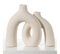 CEMABT Moderno juego de jarrones nórdicos bohemios, elegante decoración de cerámica mate beige para sala de estar, estantería, chimenea, mesa de entrada y decoración de consola, decoración de estantes
