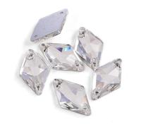 CEMELI 28 Piezas de Cristal de rombo de 11 * 29mm para Coser Diamantes de imitación Piedras Planas con Agujeros Diamantes de imitación de Cristal para Coser para Tela de Vestido de Novia