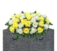 Cementerio Saddle Flowers UV - Resistente Artificial Rose Outdoor, ergonómico, portátil, Tumba Decor Tombstone, Día de la Madre Padre Memorización Pantalla | Multiusos al aire libre Utilidad interior
