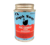Cemento de PVC Black Swan - Cemento disolvente transparente para tuberías de PVC de hasta 4 pulgadas (110 mm) - Adhesivo de acción rápida, cuerpo regular, secado rápido para juntas fuertes y a prueba