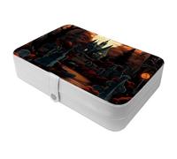 Cemetery Castle in the Red Jungle-1601 - Joyero de viaje, compacto y portátil, almacenamiento ideal para anillos, aretes, collares, el estuche organizador perfecto para niñas y mujeres, 1 paquete
