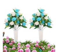 Cemetery Floral Arrangement, Realistic Graveside Decor, Premium Artificial Blooms with Greenery, Uv Resistant Burial Flowers, Elegant Remembrance Petals, Lasting Outdoor Ornament for Veterans Park