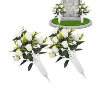 Cemetery Flowers For Grave, Realistic Artificial Memorial Bouquet Plants For Gravesite Lawn Patio Funeral, Weather Resistant Long Lasting Decorative Floral Arrangement, Memorial Decoration Category