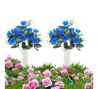 Cemetery Flowers For Grave, Realistic Artificial Memorial Bouquet Plants For Gravesite Lawn Patio Funeral, Weather Resistant Long Lasting Decorative Floral Arrangement, Memorial Decoration Category