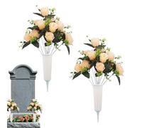 Cemetery Flowers For Grave, Realistic Artificial Memorial Bouquet Plants For Gravesite Lawn Patio Funeral, Weather Resistant Long Lasting Decorative Floral Arrangement, Memorial Decoration Category