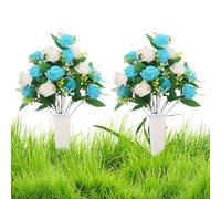 Cemetery Flowers,Gravestone Decoration | 2pcs Artificial Graveside Flowers - for Women Men Planners Visitors Caregivers Veterans Professionals Memorial Day Garden Park Roadside