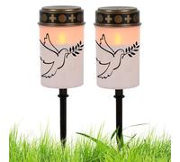 Cemetery Lights, Lawn Stake Lamps Set, 2 2.6x2.6 Inches with Waterproof Led Weather Resistant, Grave Decor for Backyard, Garden Lighting, Home Party Accent, Easy Install, Memorial and Seasonal Use