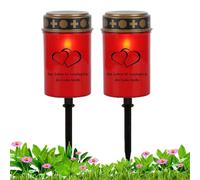 Cemetery Lights, Lawn Stake Lamps Set, 2 2.6x2.6 Inches with Waterproof Led Weather Resistant, Grave Decor for Backyard, Garden Lighting, Home Party Accent, Easy Install, Memorial and Seasonal Use