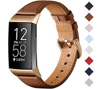 CeMiKa Correa Compatible Con Fitbit Charge 4/Charge 3 - Pulsera de Cuero Genuino de Reemplazo Para Tracker, Mujeres y Hombres