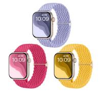 CeMiKa Correas Trenzada para Correa Apple Watch 44mm 45mm 46mm 49mm 42mm Hombre Mujere, Pulsera de deportiva elástica solo loop de nylon para iWatch Series 11 10 9 8 7 6 5 4 SE Ultra 3 2 1, Paquete 3