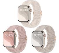 CeMiKa Correas Trenzada para Correa Apple Watch 44mm 45mm 46mm 49mm 42mm, Pulsera de tela deportiva elástica solo loop de nylon para iWatch Series 10 9 8 7 SE 6 5 4 3 Ultra 2, Mujere Hombre, Paquete 3