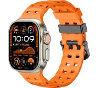 CeMiKa Ocean Correa Compatible con Apple Watch Ultra 2 Correa 49mm 44mm 45mm 46mm - Pulseras Sport de Silicona Transpirables Ajustables para iWatch Ultra Series 10 9 8 7 6 5 4 3 SE, Naranja