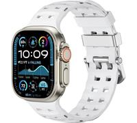 CeMiKa Ocean Correa Compatible con Apple Watch Ultra 2 Correa 49mm 44mm 45mm 46mm - Pulseras Sport de Silicona Transpirables Ajustables para iWatch Ultra Series 10 9 8 7 6 5 4 3 SE, Blanco