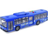 Cemirk Autobús de juguete con luz y sonido, puertas funcionales, accionamiento por fricción, para niños a partir de 1 año, color azul