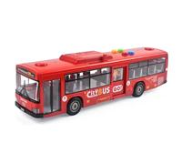 Cemirk Juguete de autobús para niños y niñas, con luces y sonidos, neumáticos realistas, puertas funcionales simuladas, movimiento por fricción, rojo