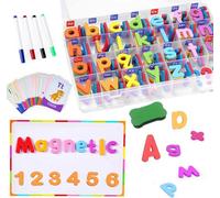 CEMIRK Letras magnéticas y números para niños, imanes del alfabeto para nevera con pizarra magnética, letras magnéticas coloridas para niños que aprenden ortografía y conteo en casa o escuela