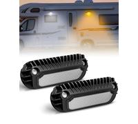 CEMOFE Luces LED 12V Camper Luz Exterior Autocaravana 12V Luz Porche Autocaravana Blanco 6500K y Amarillo 3000K 800LM IP68 Impermeable para RV Van Furgoneta Barco 2 Piezas