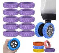 Cemssitu 10 Pcs Luggage Compartment Wheel Protection Cover, Silicone Luggage Wheel Covers, Shock-Proof ＆ Reduce Noise, Luggage Wheel Protector for Travel Suitcase (Purple)