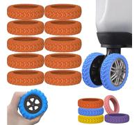 Cemssitu 10 Pcs Luggage Compartment Wheel Protection Cover, Silicone Luggage Wheel Covers, Shock-Proof ＆ Reduce Noise, Luggage Wheel Protector for Travel Suitcase (Orange)