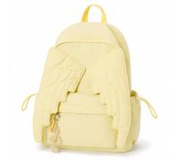 Cemssitu Angel Wings Backpack for Women, Cute Y2K Nylon Daypack for Travel (Yellow,Music Note Charm Style)
